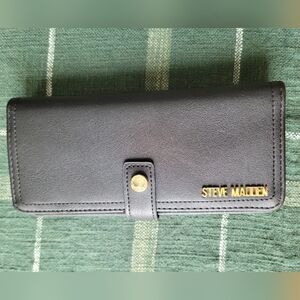 Steve Madden Black Clutch Wallet with Gold Accents